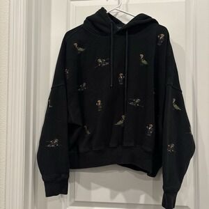 Polo Ralph Lauren Hoodie Embroidered Bear AOP Tree Tuxedo Ski Black Size M